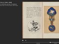 L'image présente une page d'un livre ancien. À gauche, il y a une illustration en noir et blanc représentant une scène ornée de motifs. À droite, un médaillon orné d'un motif bleu et doré est présenté sur un fond beige. Le texte visible mentionne Philippe Burty et parle des émaux anciens et modernes, suggérant un lien avec l'art ou l'artisanat des émaux en France. L'ensemble témoigne d'une certaine esthétique et d'un savoir-faire traditionnel.