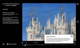 L'image présente une page d'un calendrier médiéval, illustrée de manière détaillée. On y voit un château sur fond bleu, probablement représentatif du mois de septembre, consacré aux vendanges. Les tours du château sont décorées et les couleurs sont vives, évoquant une ambiance festive. Un commentaire accompagne l'image, mentionnant la tradition des vendanges et faisant référence aux châteaux de la région, comme celui de Saumur. L'ensemble reflète l'art et la culture du Moyen Âge, avec un accent sur les activités saisonnières.