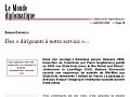 L'image semble être une page d'un article du magazine "Le Monde diplomatique" de janvier 2006, écrit par Barbara Ehrenreich. L'article aborde des thèmes comme la pauvreté et le rôle des dirigeants dans le contexte économique des États-Unis. Il mentionne également les expériences de l'auteure chez Wal-Mart, mettant en lumière les conditions de travail et les impacts sur les employés. La mise en page inclut un en-tête avec le titre de l'article, et des sections consacrées à divers sujets, suggérant une exploration approfondie des enjeux socio-économiques.