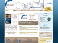 L'image montre la page d'accueil d'un site web de la "Fondation Paris-Dauphine". Le design est sobre et professionnel, avec un fond bleu dégradé et une disposition claire des informations. On y trouve une section éditoriale, des actualités, des événements à venir et des liens vers des informations supplémentaires. Un portrait d'un homme est visible, probablement le président ou un responsable de la fondation. Le texte mentionne divers programmes et événements liés à la fondation, ainsi que des initiatives pour promouvoir l'excellence et l'engagement social.