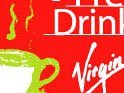 L'image présente un fond rouge avec un design stylisé d'une tasse de café ou de thé, accompagnée de quelques lignes évoquant de la vapeur qui s'en dégage. Le texte indique "Virgin" et "Café", suggérant un lien avec une marque ou un produit lié aux boissons.