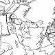L'image présente un dessin au trait d'une personne, avec des contours simplifiés qui mettent en avant les traits du visage et les lunettes. Les détails sont minimaux, ce qui donne un aspect stylisé et esquissé. L'arrière-plan est flou et ne détourne pas l'attention du sujet principal.